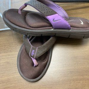 Brown and Purple Nike Sandals Flipflops
